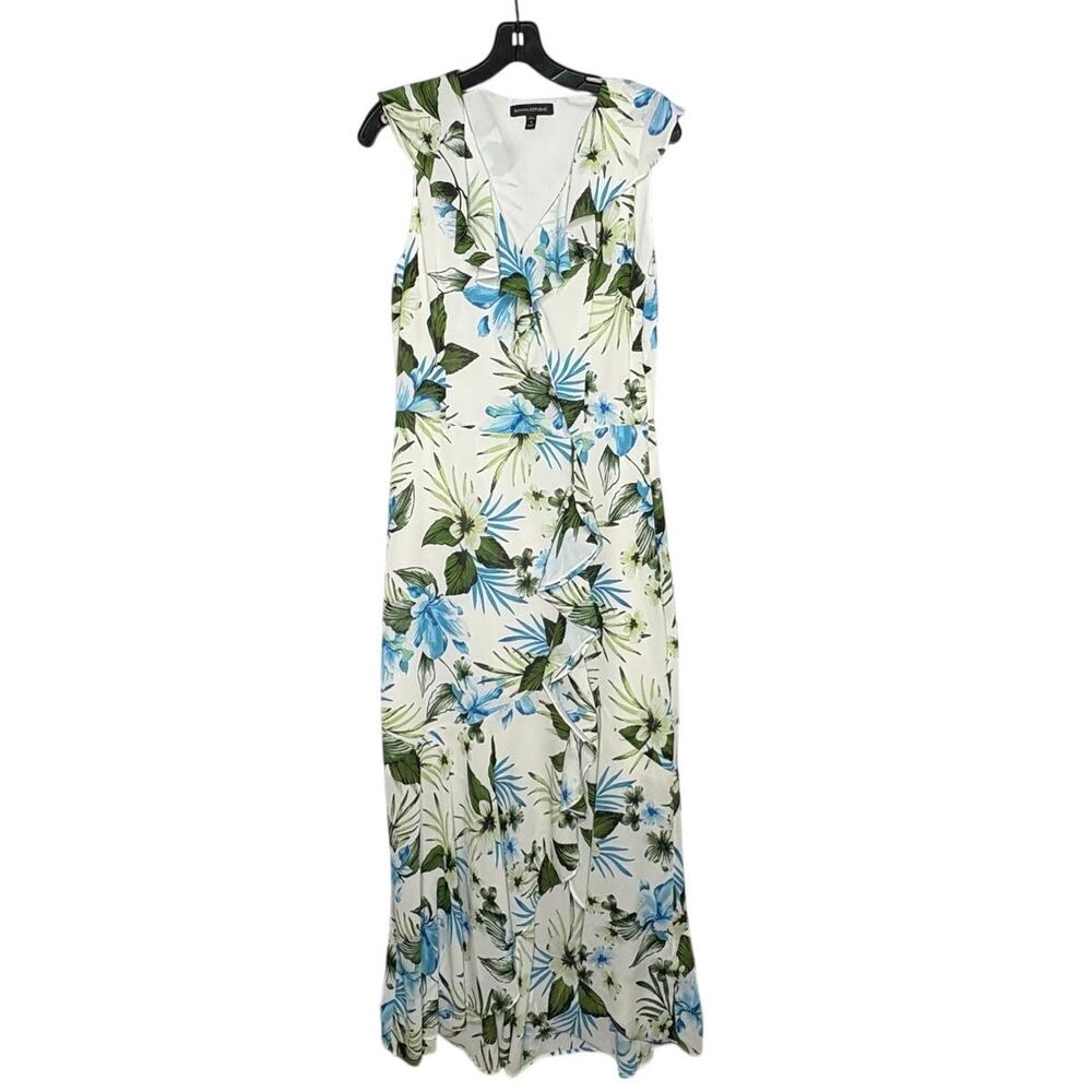 Banana Republic Floral Tropical Flutter Flowy Breezy Maxi Dress Size 10 Tall - Picture 2 of 13